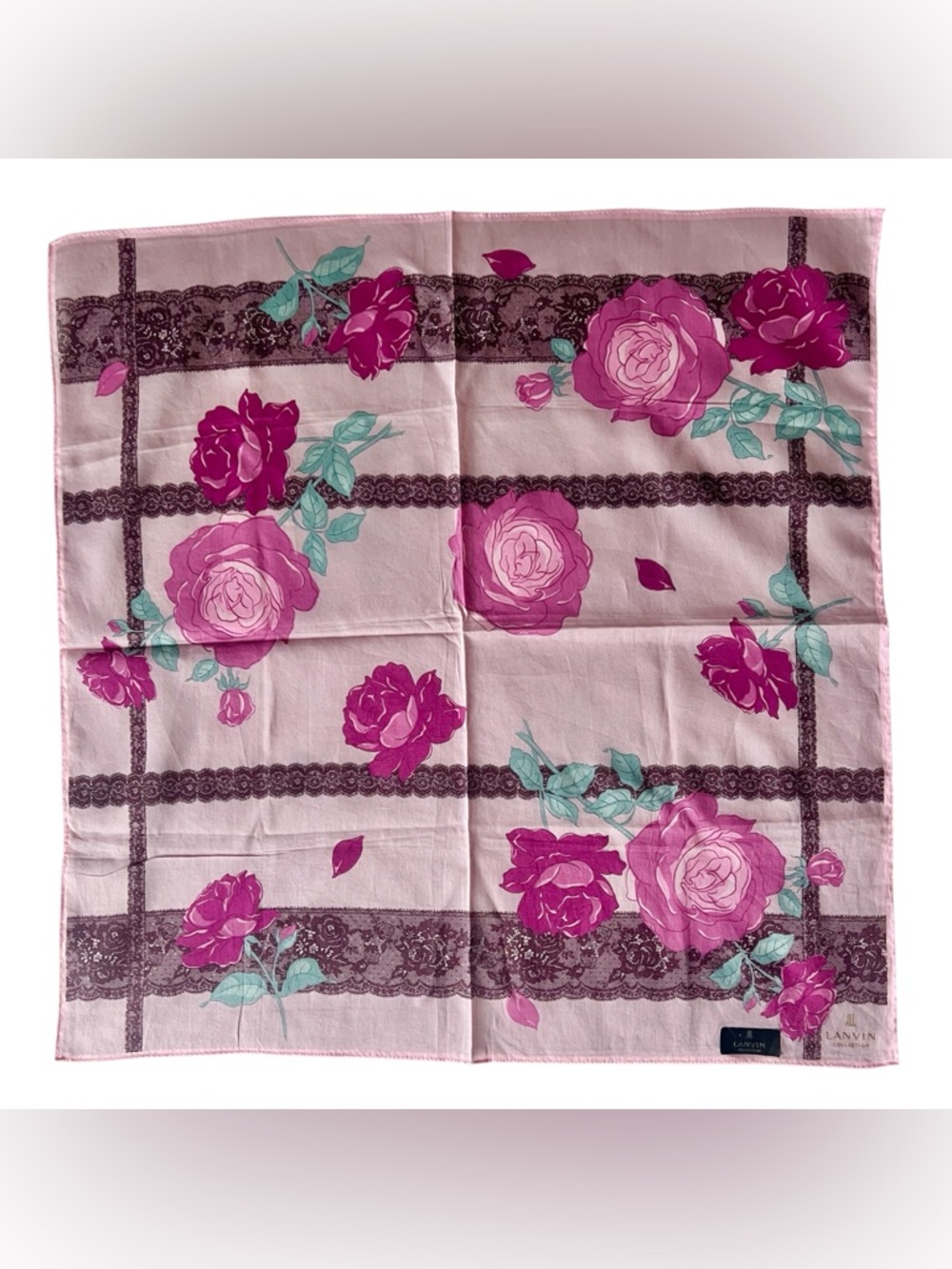 Lanvin Pink Floral Rose Print Scarf